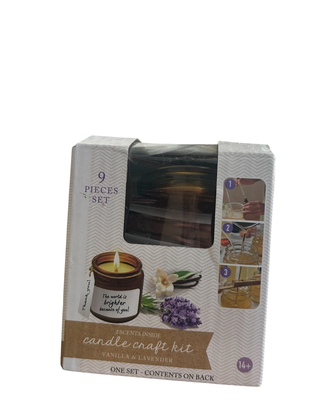 Vanilla & Lavender Candle Craft Kit - Brown Jars (9 Piece)